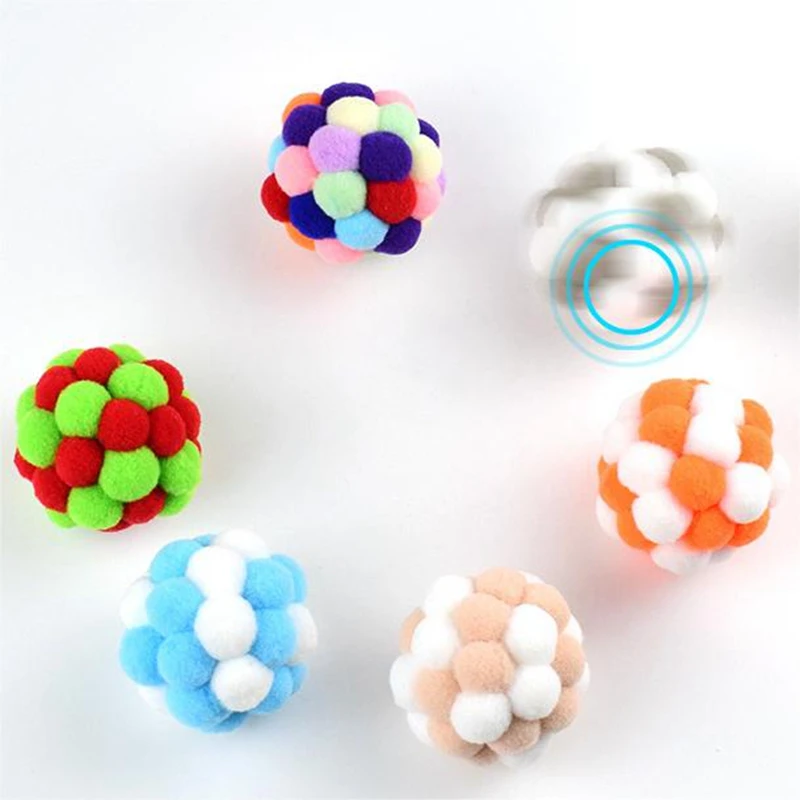 Plush elastic bell ball, handmade plush ball, cat toy, cat high ball; 4.2CM; 7G; Plush + iron; Single OPP