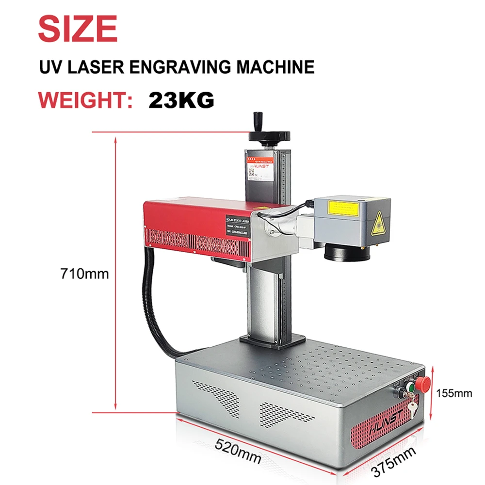 HUNST 5W UV Laser Marking Machine Industrial CNC Laser Engraver for All Materials Glass Silicone Metal Wood Plastic Leather