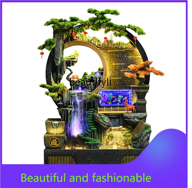 

Water Curtain Wall Screen Rockery Fountain Circulating Water Office Decorations Fortune Fengshui Wheel Floor Ornaments