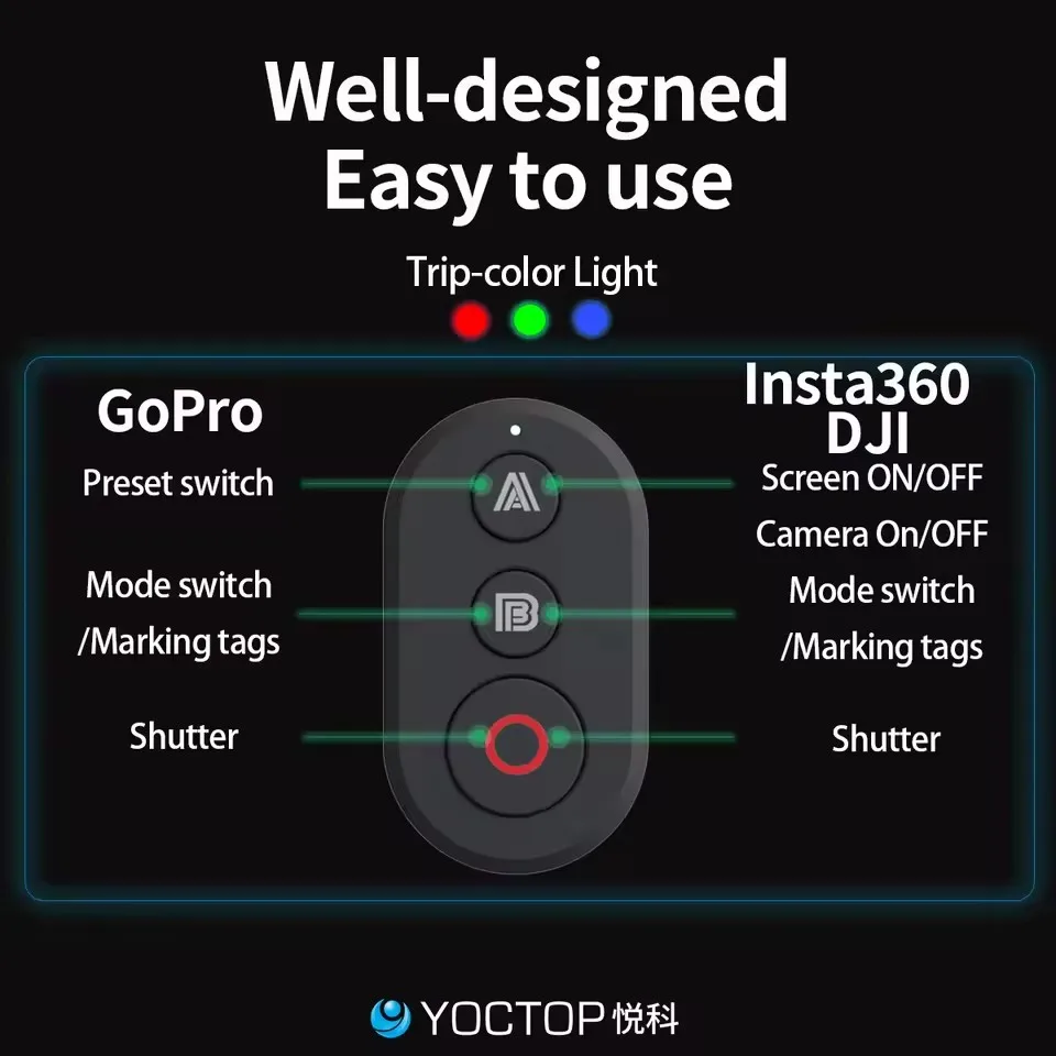 Telecomando Bluetooth Per Insta360 X5/X4/X3/ACE PRO/GO3S – Raggio 50m, Batteria 96 Ore, Impermeabile, Con Doppio Cinturino Da Polso - 5