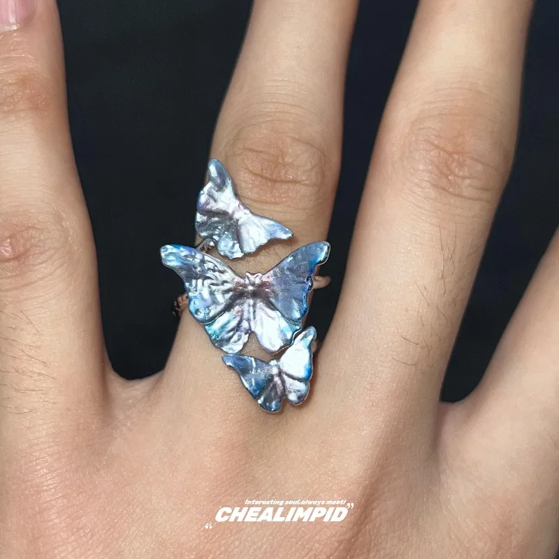 

Colorful Gradient Butterfly Ring Y2K Copper Alloy Sweet and Romantic Original Design Adjustable Men's and Women's Rings