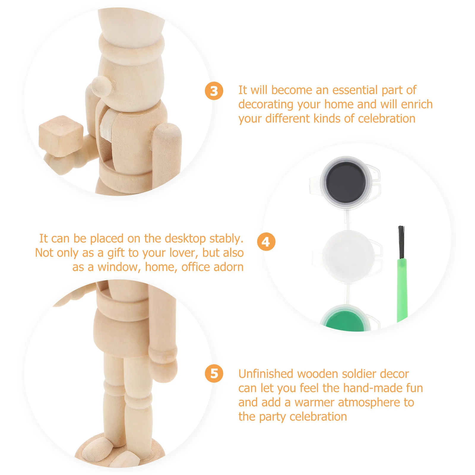 

Walnut Soldier Nutcracker Wooden Unpainted Nutcracker Ornament Desktop DIY Craft Decoration Xmas Easter Gift Mini Nutcrackers