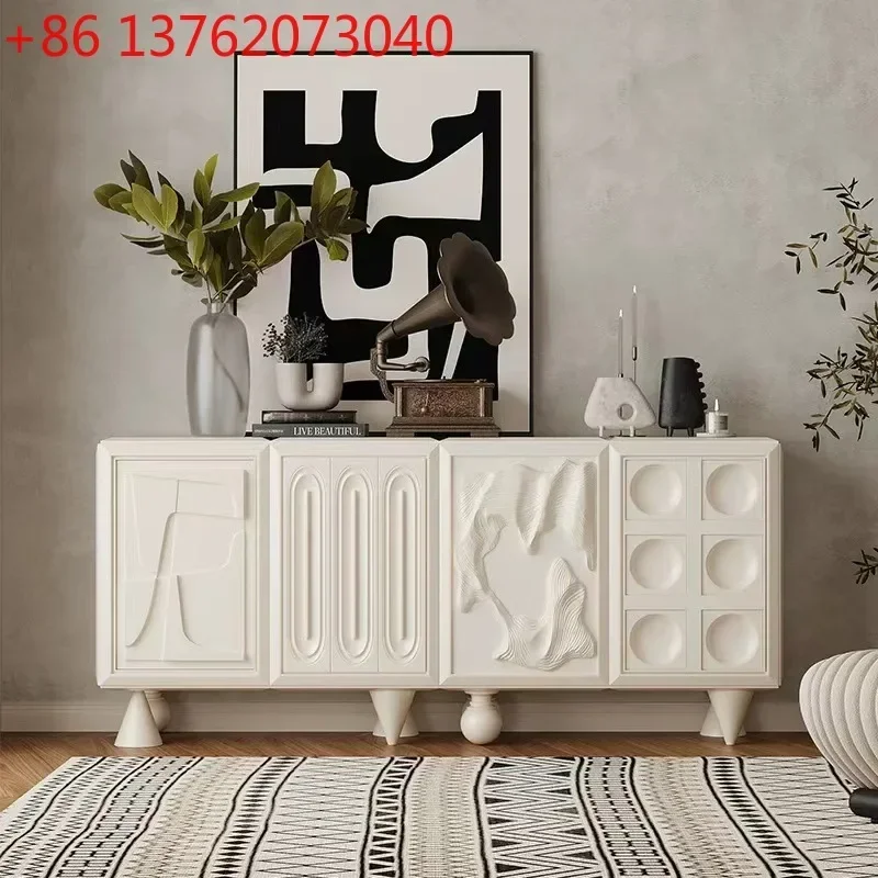 Italian light luxury door cabinet high sense French solid wood carving flower art cabinet