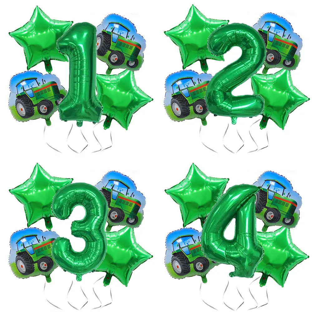 5Pcs Big Tractor Helium Balloons Set 32inch Number Foil Balloon Farm Theme 3rd 4th 5th Birthday Party Supplies Baloon Decoration