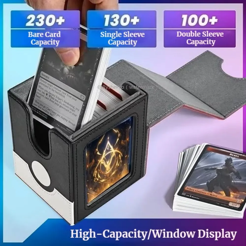 صندوق بطاقات لشاشة عرض قائد MTG يحمل أكثر من 100 بطاقات مزدوجة الأكمام صندوق تخزين بطاقات التداول يناسب بطاقات رياضية لألعاب TCG #2