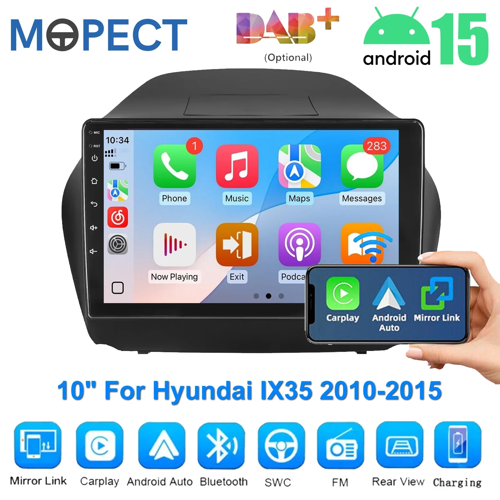 MOPECT 4+64G/4+128G CarPlay Android Auto Radio per Hyundai IX35 2010 2011-2015 GPS Autoradio GPS WiFi 2Din Lettore Multimediale