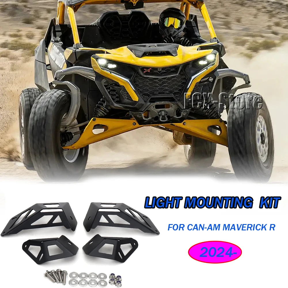 For CAN-AM MAVERICK R For Can-Am Maverick R 2024- New Off-Road LED Light Bar Mounting Bracket Kit UTV Truck Light Mount Black