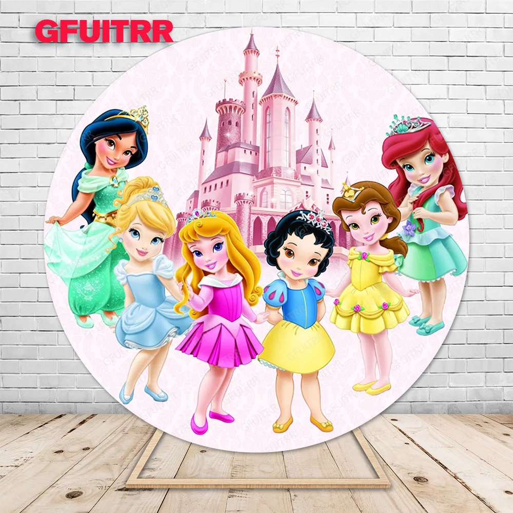 Disney Princess Theme Round Background Girls Birthday Party Decoration Photo Baby Shower Flowers Circle Background Booth puntelli