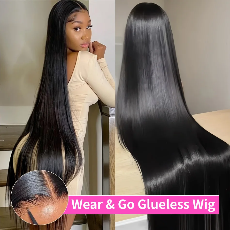 

38 Inch Glueless Wigs Human Hair Ready To Wear Bone Straight Human Hair Wigs Pre Cut 4X4 5X5 Hd Lace Closure Wig 100% Human Hair