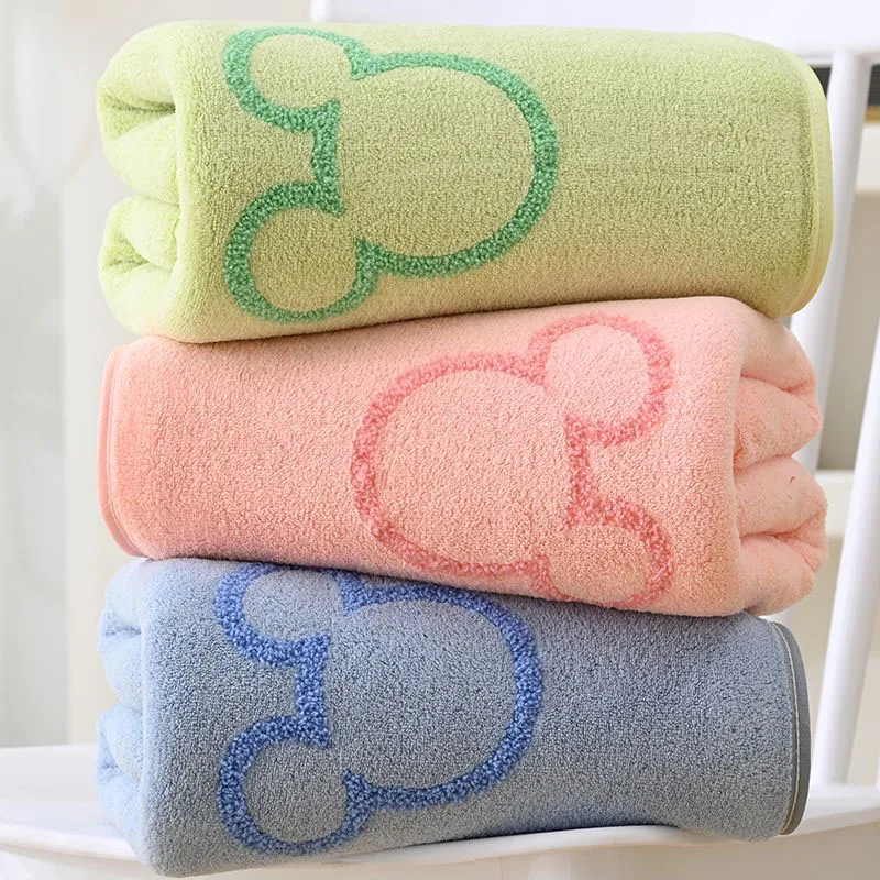 Miniso Disney Mickey Mouse Bath Towel Cartoon Solid Color Adult Home Bathe Water Uptake Soft Comfort Cute Kids Blanket Girl Gift