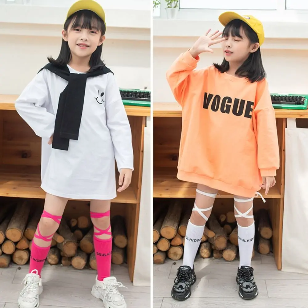 

Fashion Spring Autumn Tide Bind Socks Letter Breathable Stockings Solid Color Cotton Bound Half Tube Sock for Children