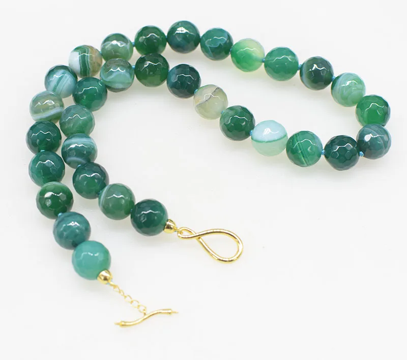 green veins agate faceted  round 12mm  necklace  43cm nature beads wholesale FPPJ