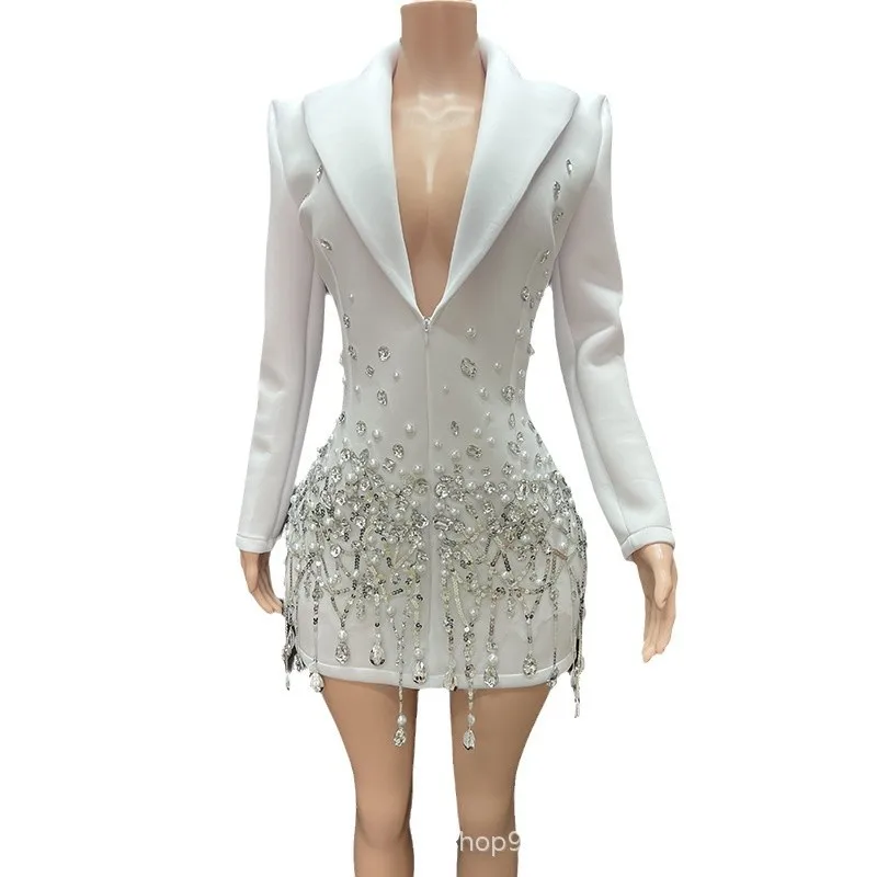 فستان بدلة احترافي ذو مزاج أبيض عالي الجودة، فستان سهرة أنيق للحفلات السنوية