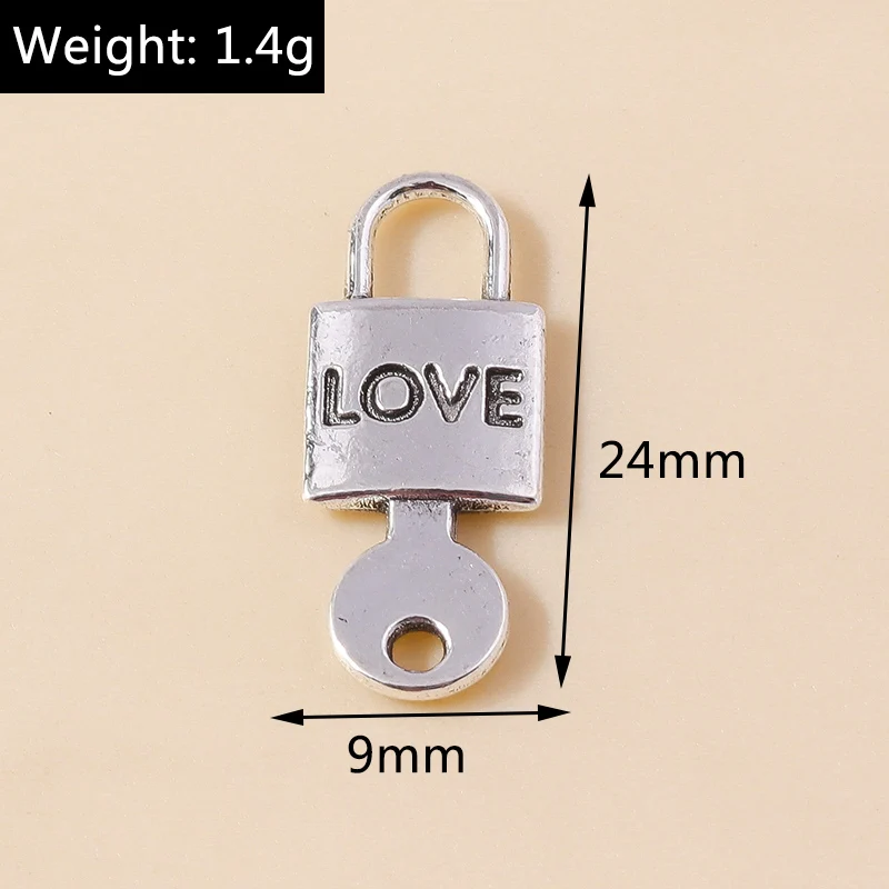 Leslie 20 Stück Gold Silber Farbe Vorhängeschloss Schlüssel Charm Anhänger Schmuck Zubehör Retro Schlüssel Charms DIY handgemachte Schmuckherstellung Handwerk – Detail 13