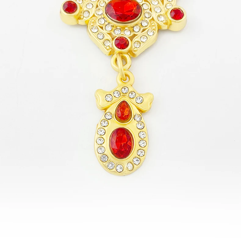 New 2026 Gold Plated Orthodox Pectoral Cross Necklace with Red Gemstones Crown & Jesus Icon for Christian Clergy Liturgical Wear view 6