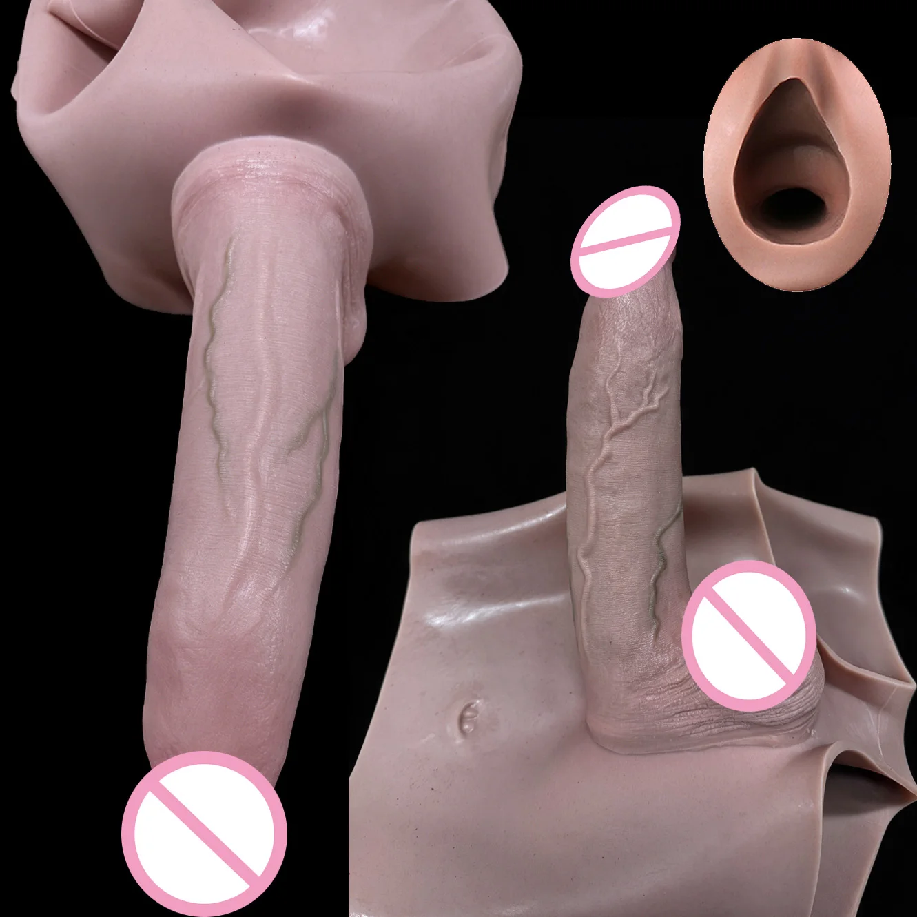 FAAK Nude Black Wearable Realistic Large Hollow Dildo Silicone Panties Strap On Harnes Penis Sleeve Adult Sex Toys for Men