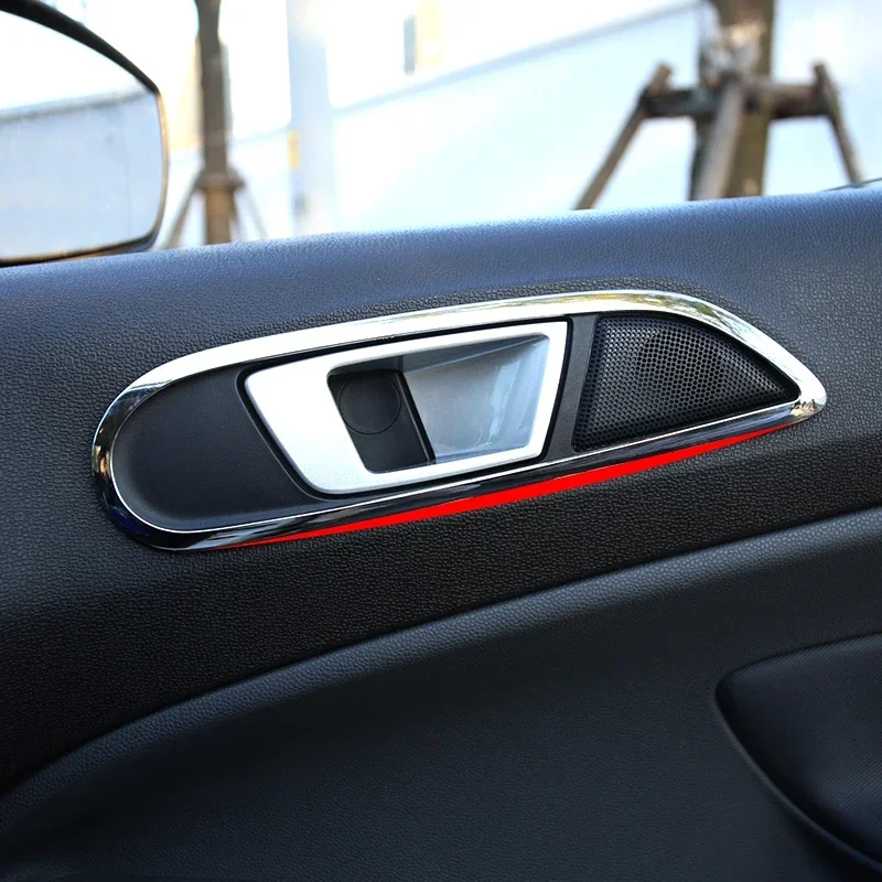 ABS Chrome Inner Trim Door Hand Clasping Decorative Ring Sticker for Ford Ecosport Fiesta MK7 2009-2013 car Accessories