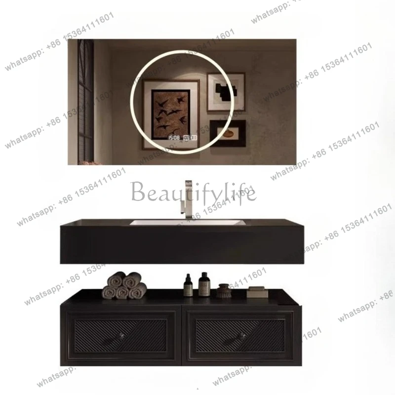 

French Display Bathroom Cabinet Partitions Solid Wood Modern Cupboard Light Luxury
