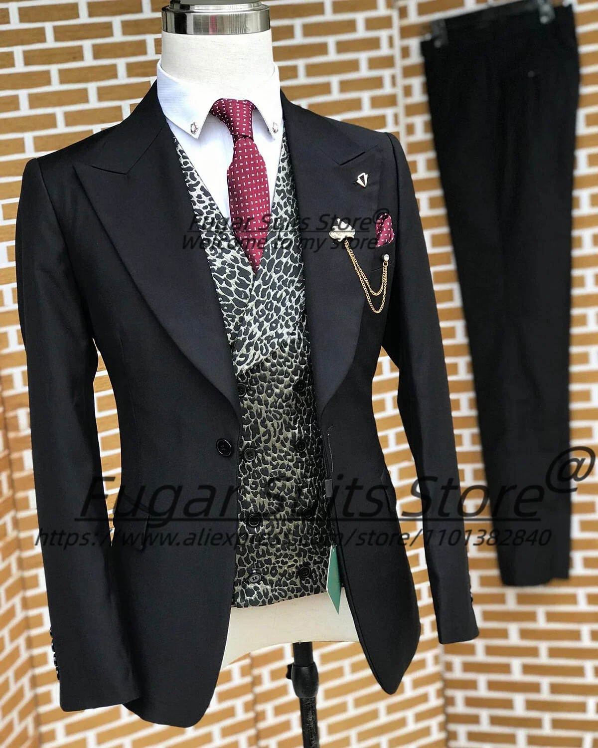 

Elegant Black Formal Prom Men Suits Customized Slim Fit Peak Lapel Groom Wedding Tuxedos 3 Pieces Sets Party trajes para hombre