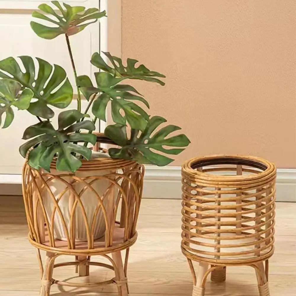 High Value Plaited Flower Basket with Legs Plant Stand Flower Pot Shelf Ins Flowers Baskets Holder