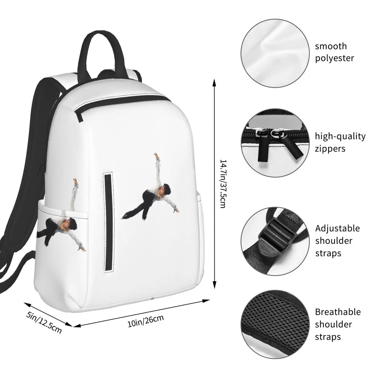 The Swan Yuzuru Hanyu Backpack Student BookBag Boys Girls School Bag Laptop Shoulder Bags Men Women