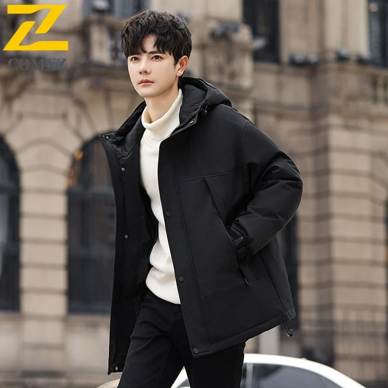 

COMXZ 2025 Mens Womens Fleece Lined Thickened Stand Collar Winter Jacket Waterproof Windproof Outdoor Sports Reversible Coat
