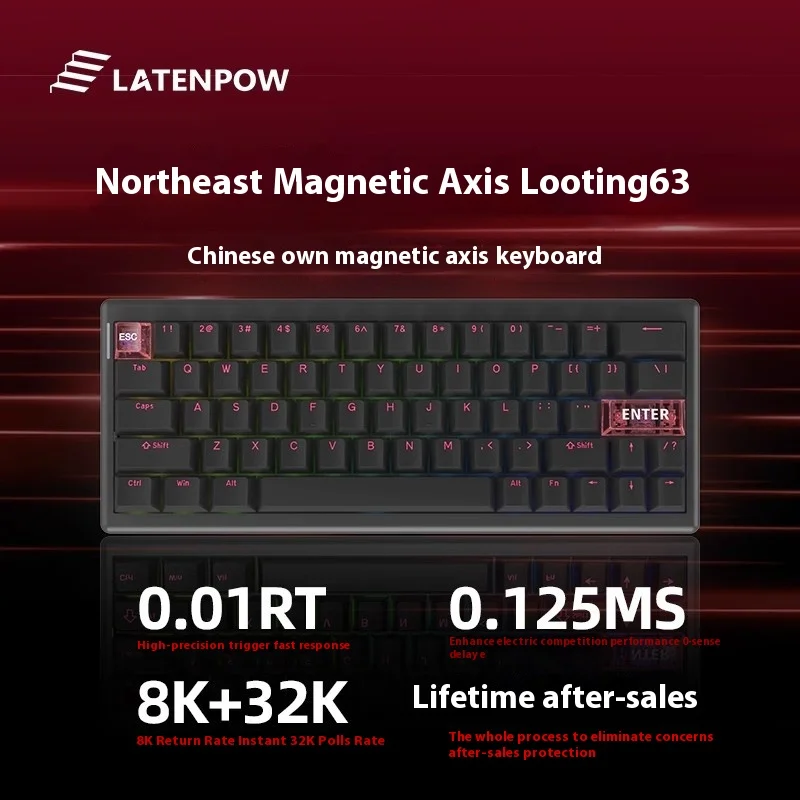 Latenpow Looting63 لوحة المفاتيح الميكانيكية التبديل المغناطيسي RGB RT لوحة مفاتيح الألعاب السلكية واحدة السندات 32K ملحقات ألعاب الكمبيوتر المخصصة