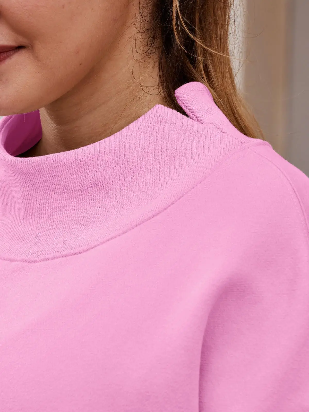 Womens-Oversized-Mock-Neck-Sweatshirt-Shoulder-Cut-Out-Design-Solid-Color-Long-Sleeve-Autumn-Lazy-Fit-Casual-Commuter-Pullover-T