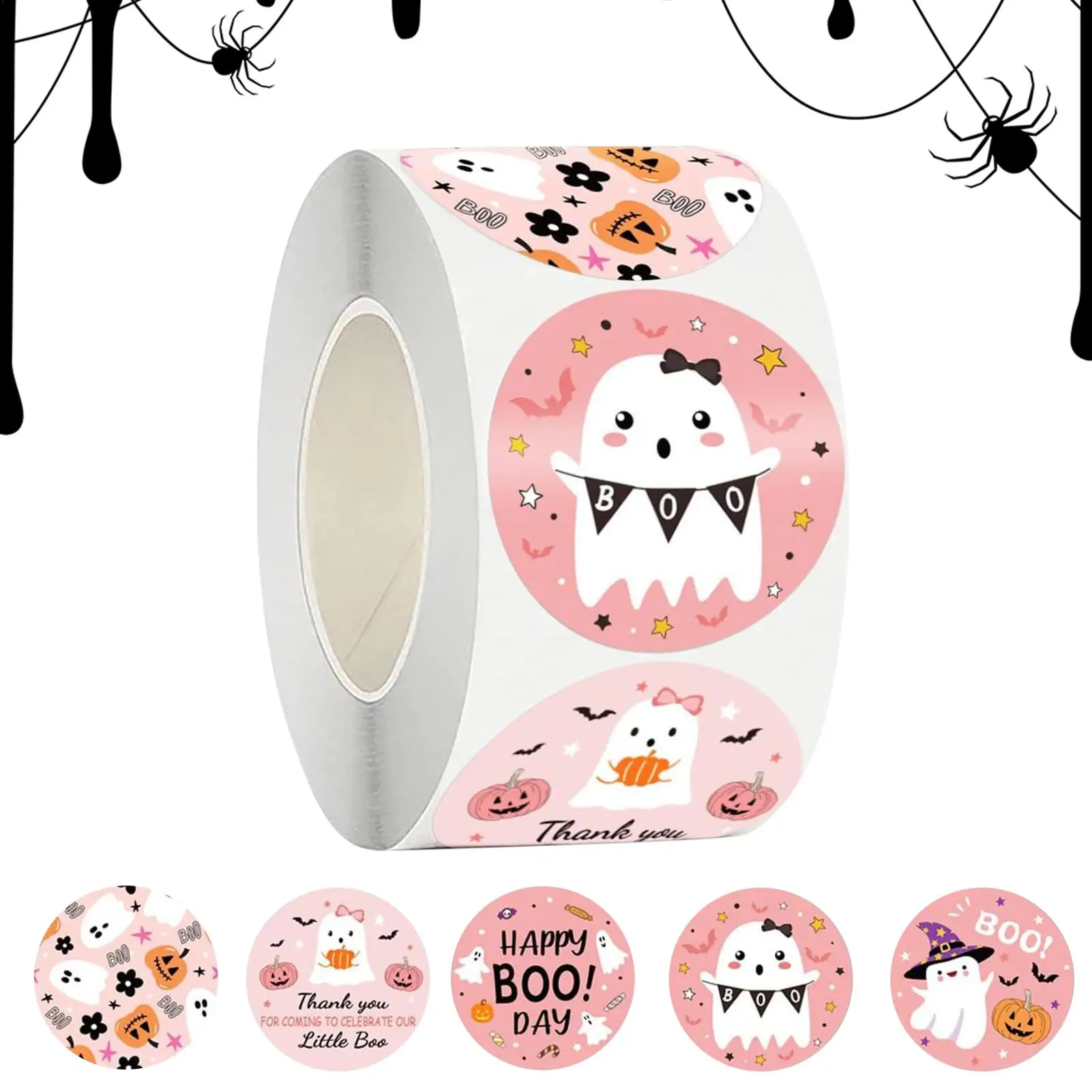 

Рулон наклеек на Хэллоуин, 500 шт., этикетки, украшения, клейкие наклейки для скрапбукинга на Хэллоуин для детей, настенное зеркало, книга, вода