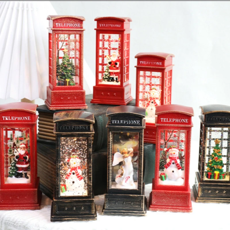 Lampu malam LED Natal, dudukan telepon boneka salju Santa Claus, ornamen meja dekorasi Natal rumah hadiah Navidad