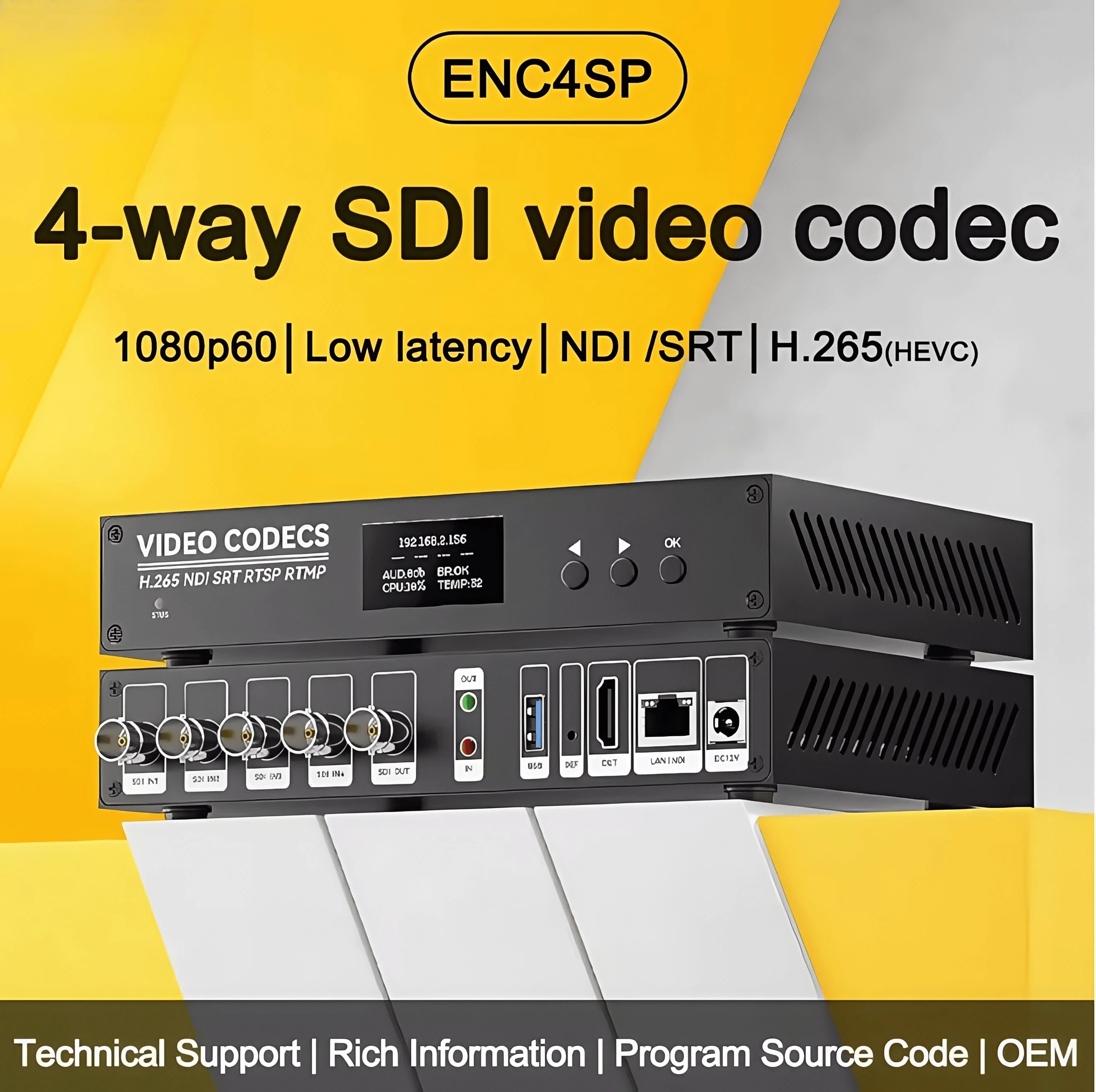 

[ENC4SP] 4-канальный кодировщик SDI 4K декодер SRT NDI rtmp прямая трансляция