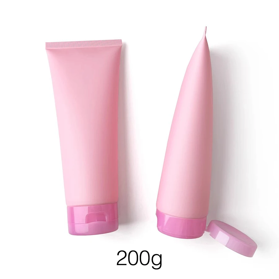 

200g Matte Pink Plastic Soft Tube Empty Refillable Squeeze Bottle 200ml Cosmetic Body Lotion Cream Packaging Container