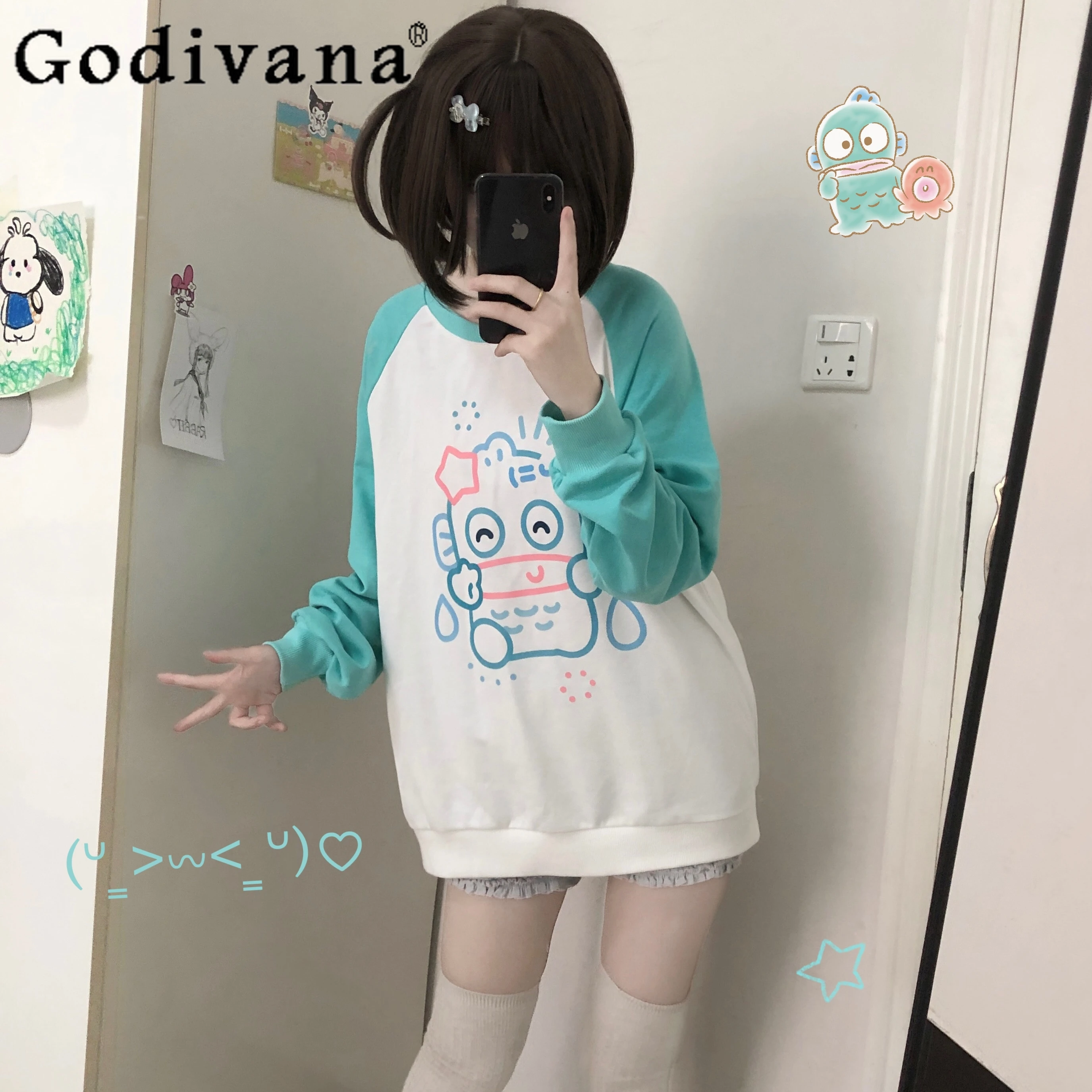 

Original Autumn New Japanese Cute Student Hoodies Women Loose Large Size Casual Fashion Long-sleeved Sweatshirts Kawaii Clothes