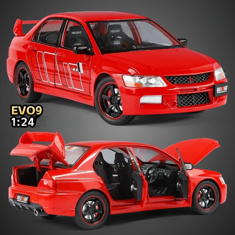 

Модель спортивного автомобиля Lancer EVO IX EVO9 в масштабе 1:24, литая под давлением, со звуком и светом, детская игрушка, коллекционная модель, подарок на день рождения