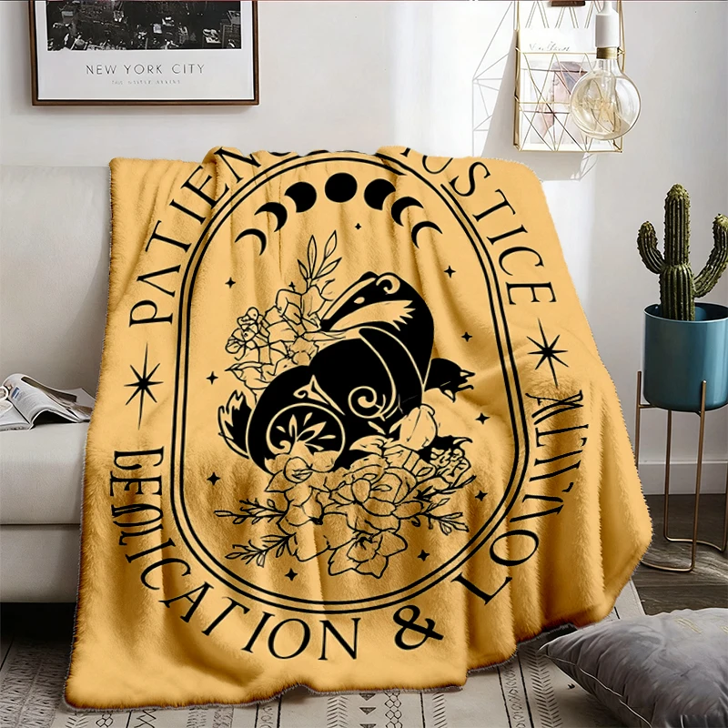  Badger House Traits Flannel Blanket, Wizard House Flannel Throw, Wizardry Cozy Blanket