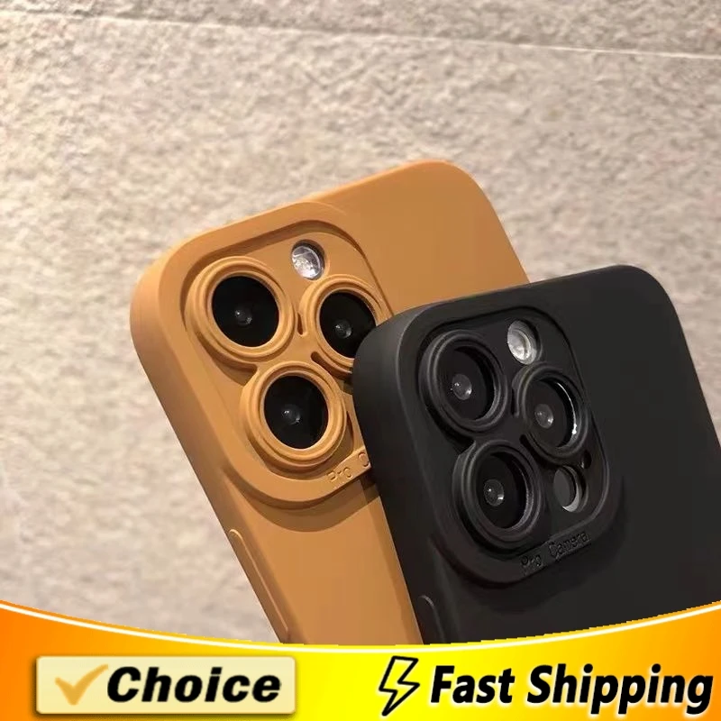 Solid Color Silicone Phone Case for iPhone 11 12 13 14 15 Pro Max XS X XR 7 8 14 6 Plus SE 2020 Camera Lens Protection Cover