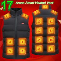 17 Areas Heated Vest Men Women Winter USB Electric Temperature Control Waistcoat 4-speed Adjustable Heating Sleeveless Jacket