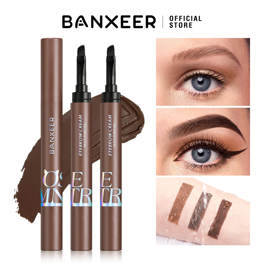 BANXEER Eyebrow Pomade Brow Gel ครีม 4 สีธรรมชาติกันน้ํา Long Lasting Highly Tint Eyebrow Shade พร้อมแปรงแต่งหน้า