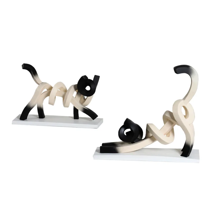 

Modern Stretch Children's Room Twisted Line Cat Fun Model Room Sales Office Bedroom Beige Black Animal Ornaments