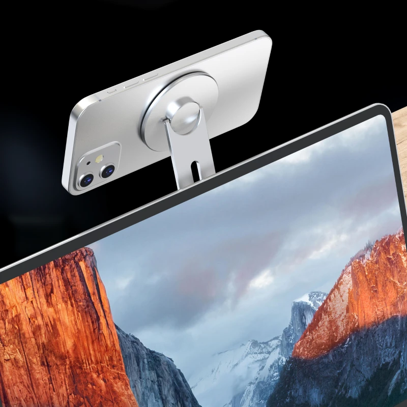 حامل هاتف مغناطيسي آيفون 13/14 ل magsafe المعادن حامل هاتف الكمبيوتر المحمول شاشة عرض الجانب جبل اللوحي ل IMac قوس