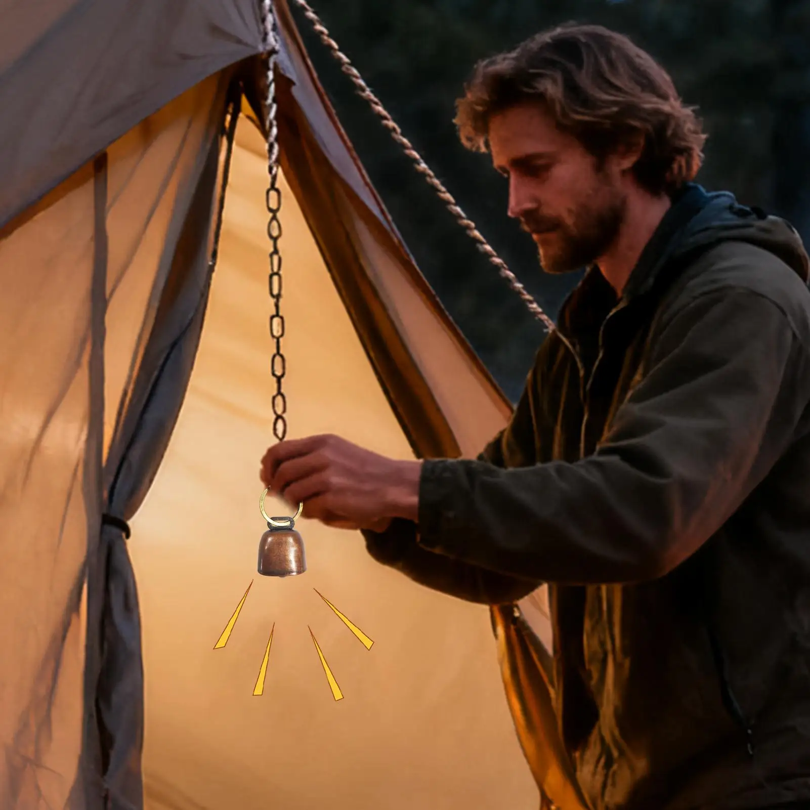 Bear Bell إنذار أمان للمشي لمسافات طويلة في الهواء الطلق مع حلقة عالية جرس تحذير نحاسي عتيق لحقيبة الظهر للتخييم، معدات النجاة في حالات الطوارئ