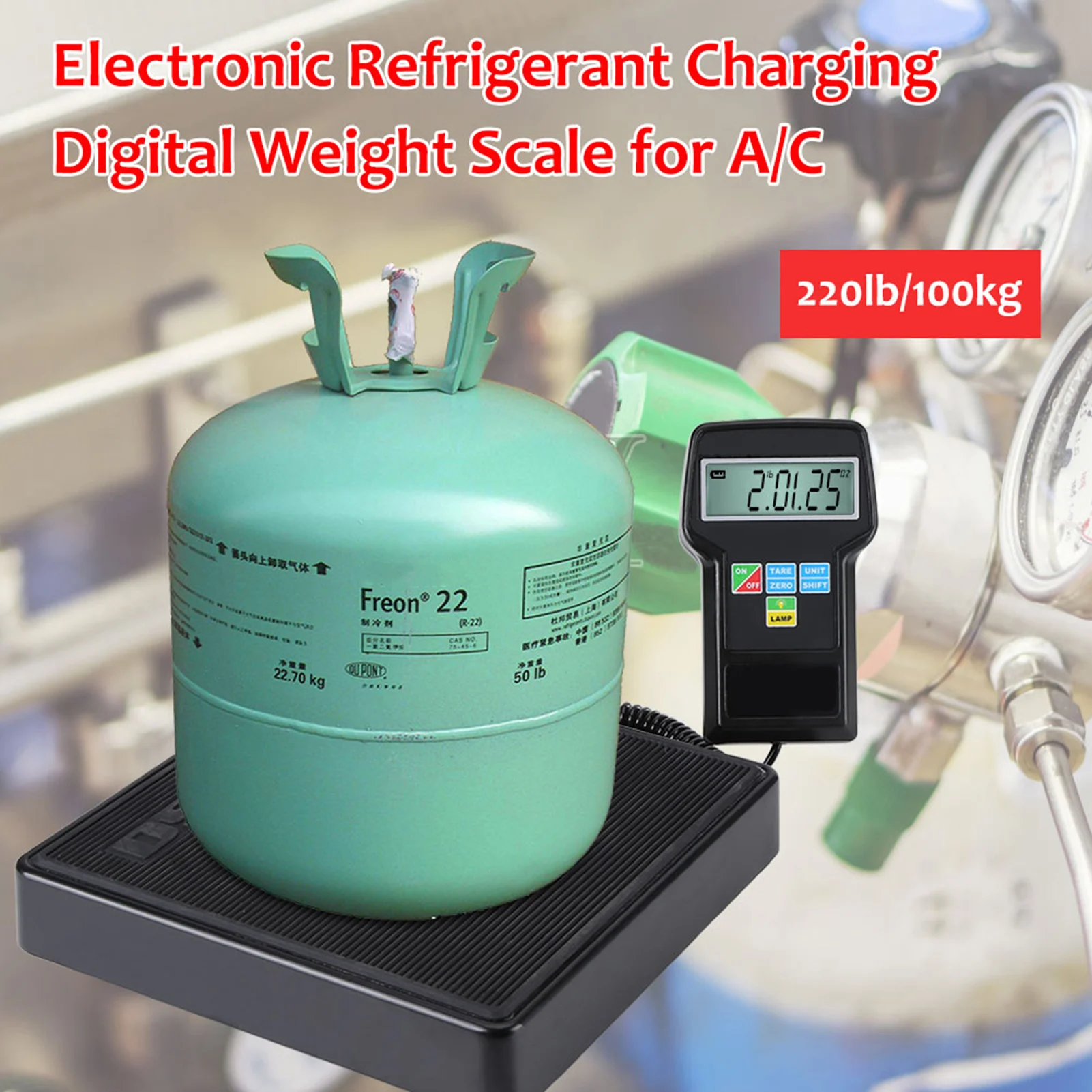 220lb/100kg Electronic Refrigerant Charging Digital Weight Scale with Case for A/C