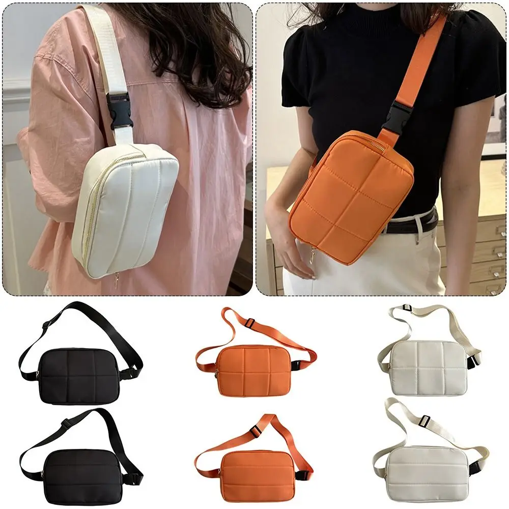 

Simple Adjustable Shoulder Strap Shoulder Bags Quilted Design Fluffy Texture Ladies Handbags Nylon Bag