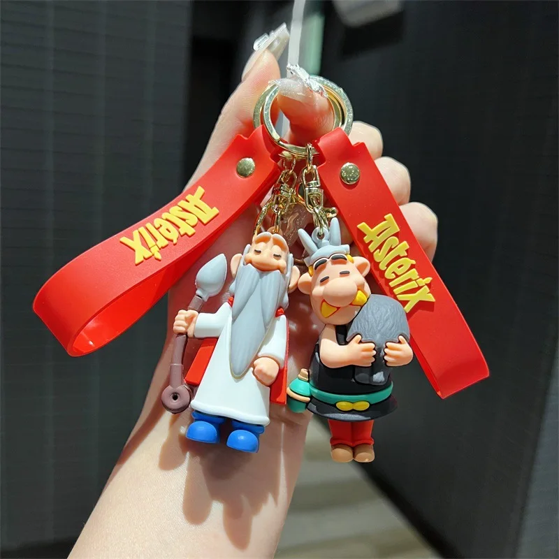 Cute Bag Asterix Keychain Anime Accessories Women Doll Keyring Couple Matching Pendant Friends Holiday Gift Anniversary Birthday