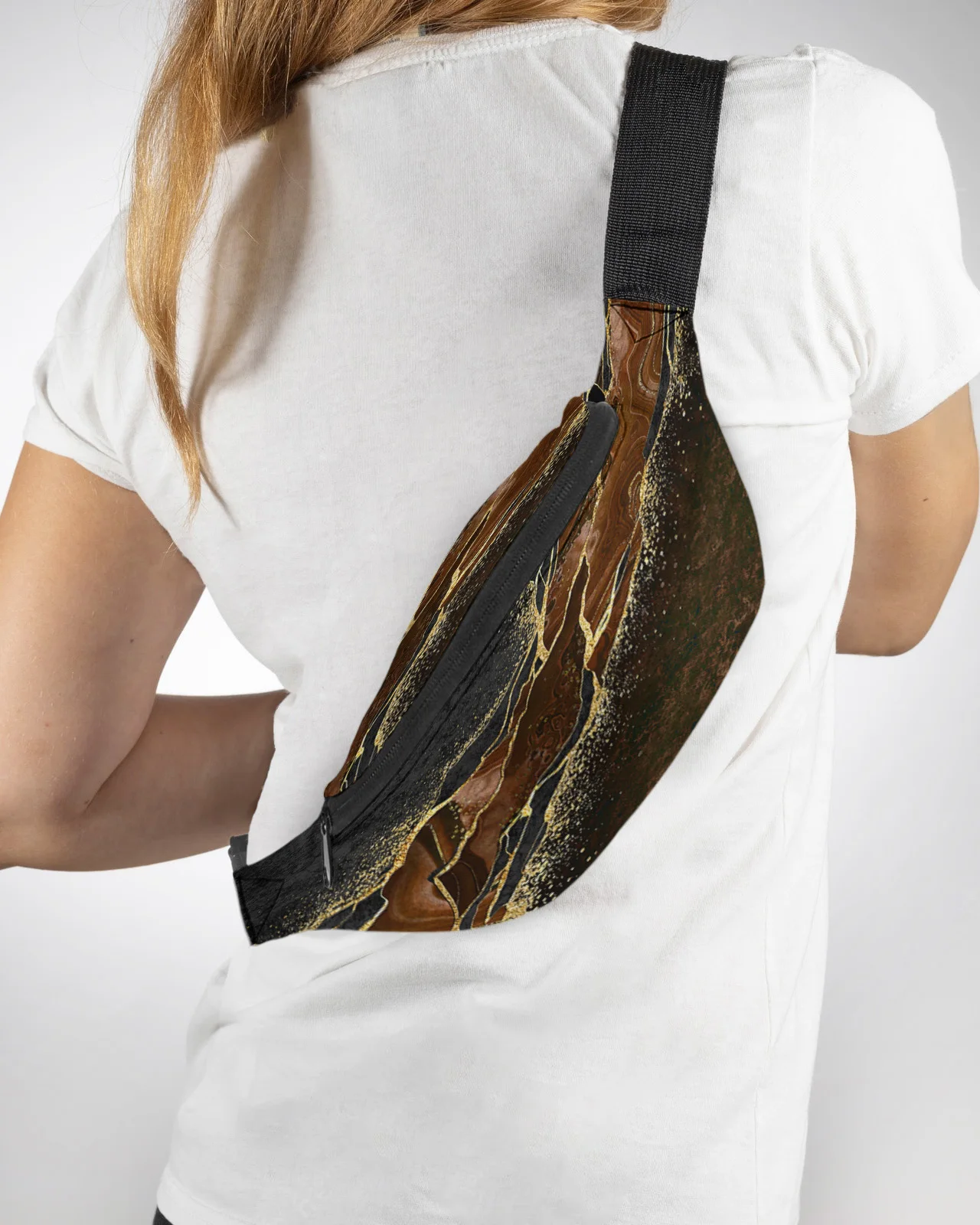 

Abstract Black Marble Brown Malachite Men Women Waist Bag Fanny Pack Phone Belt Bag Wallet Pouch Waterproof Banana Hip Bags