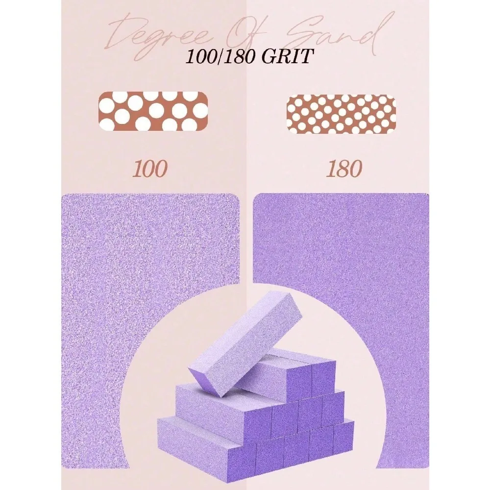 

5pcs Nail Buffer Block, Nail Art Sponge Sanding Block, Purple Foam Nail Buffer for Acrylic & Natural Nail Manicure