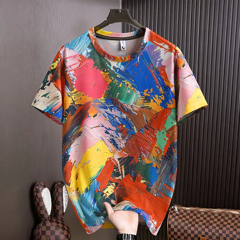 Summer New Men's Polo Shirt Silk Short-Sleeved T-shirt