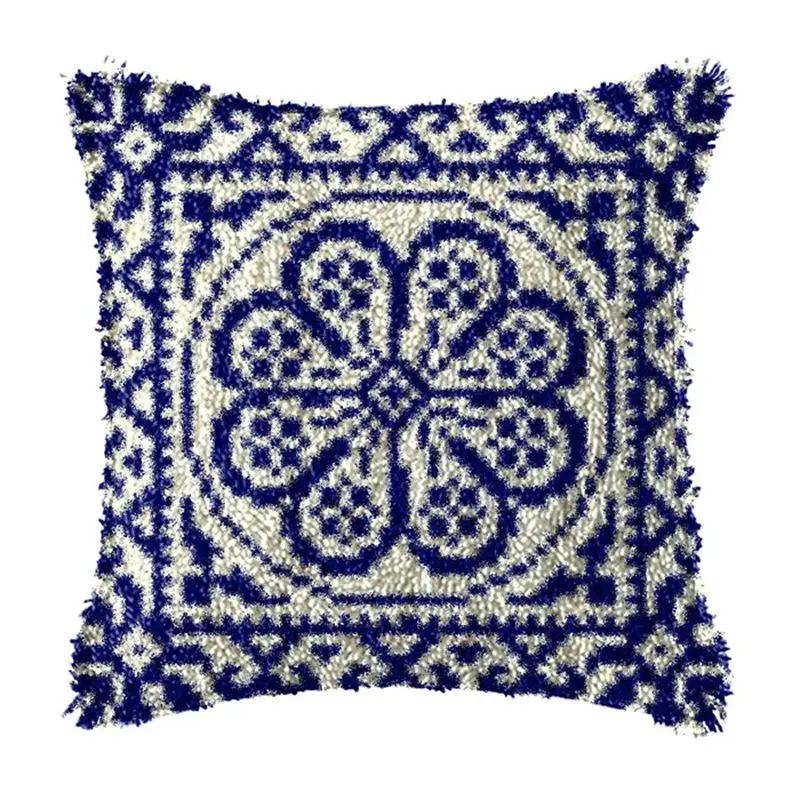 DIY Latch Hook Vintage Cushion Pillowcase Canvas Crocheting Foamiran Carpet Embroidery Carpet Latch Hook Kit Knitted Knot Pillow