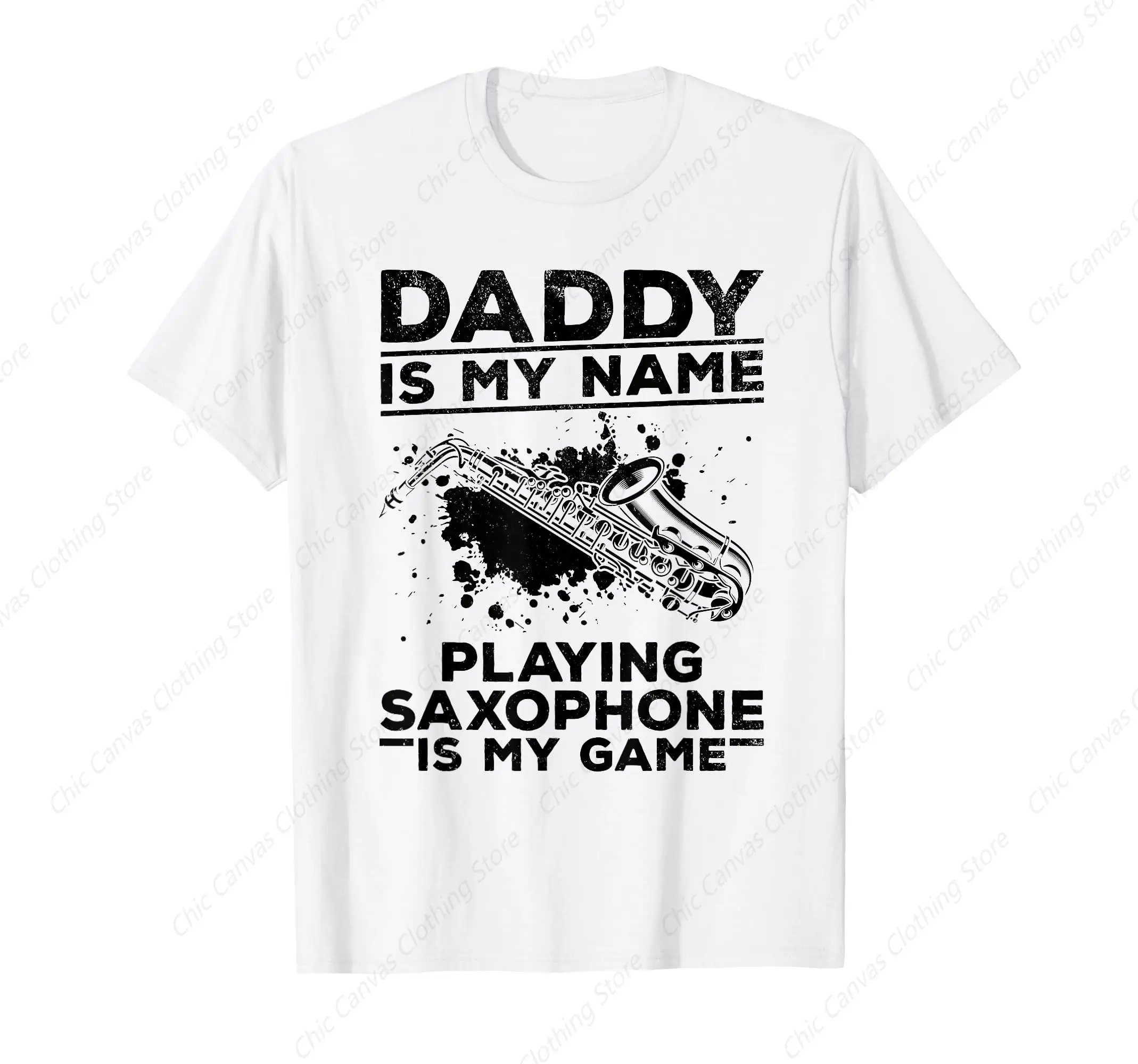 

Dad Is My Name Playing Saxophone Printed Shirt Is My Game Playing Saxophone White Cotton T-Shirt