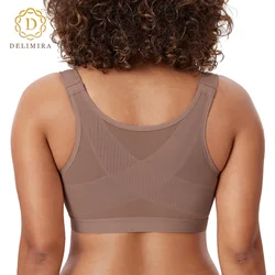 DELIMIRA Women's Natrelax Front Closure Bras Posture Plus Size Wireless Full Coverage Padded Bra